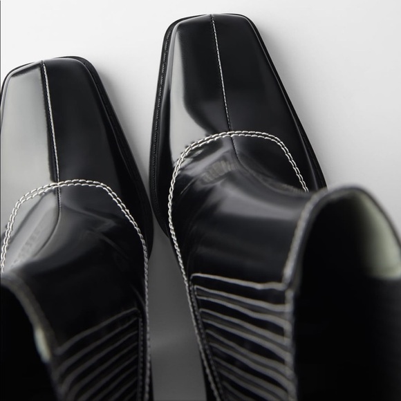 ZARA BNWT Heeled Ankle Boots with Topstitching - Picture 4 of 8